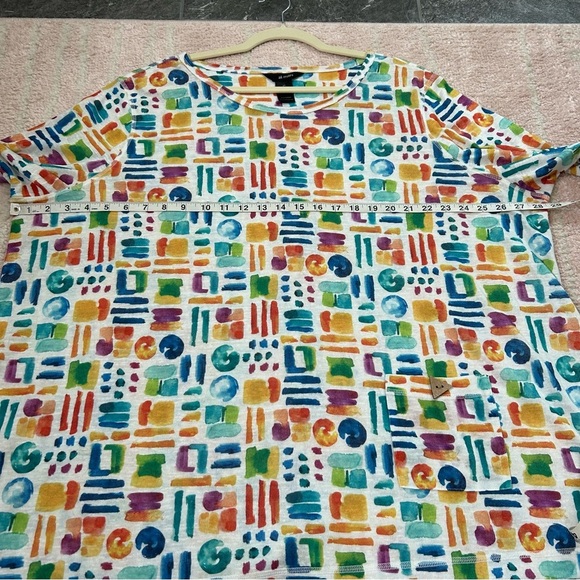 Ali Miles Colorful Geometric Print Tunic Top Size 3X 3/4 Sleeves Art to Wear - Picture 9 of 12